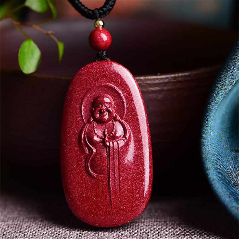 Natural Jade Laughing Buddha Necklace – front view happy Buddha pendant, luck prosperity jewelry