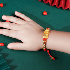 999 Sterling Silver PiXiu King Kong Knot Kids Bracelet – 999 Sterling Silver PiXiu / Colorful Rope(Bracelet Size 12+4cm), ...
