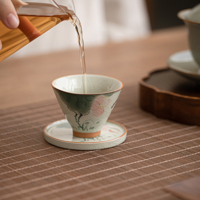 Persimmon Boat Koi Cup – studio lighting on persimmon colored glaze, Chinese teacup