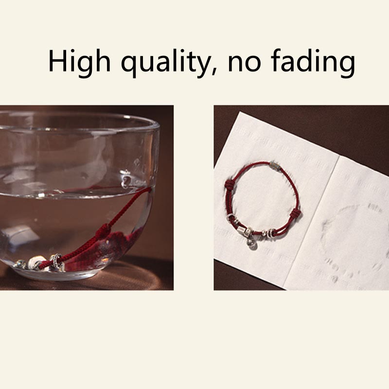 Silver Gold Koi Pixiu Bracelet - string weaving pattern close-up, hand-braided