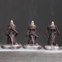 Skull Ghost Purple Clay Backflow Incense Burner | Peace & Healing