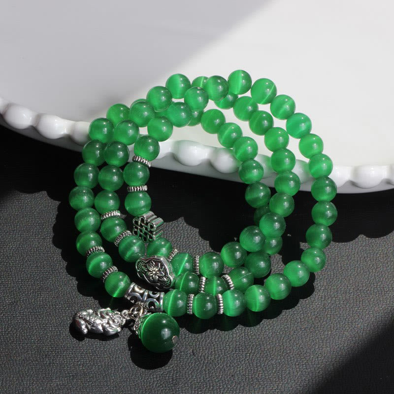 Cat Eye PiXiu Triple Wrap Bracelet, image 8, healing bracelet