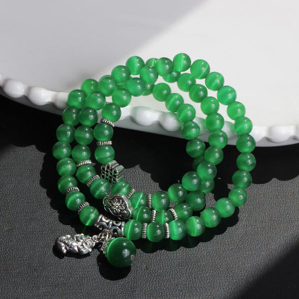 Cat Eye PiXiu Triple Wrap Bracelet, image 8, healing bracelet