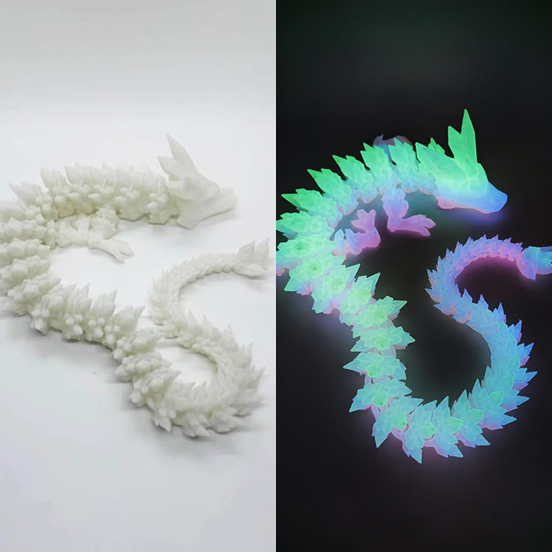 Feng Shui 3D Dragon - White dragon day and green glow comparison showing phosphorescent magic, zen luck