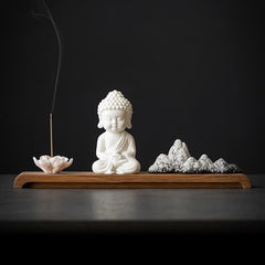 Ceramic Incense Holder – top view, lotus flower carving detail