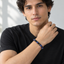 Black Magnetic Stone Evil Eye Stretch Bracelet - model front
