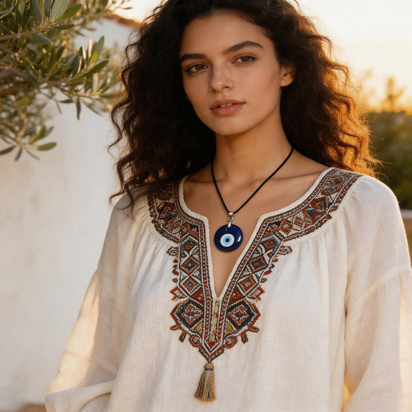 Blue Glass Evil Eye Necklace – Fourth product view of the blue glass eye Main image