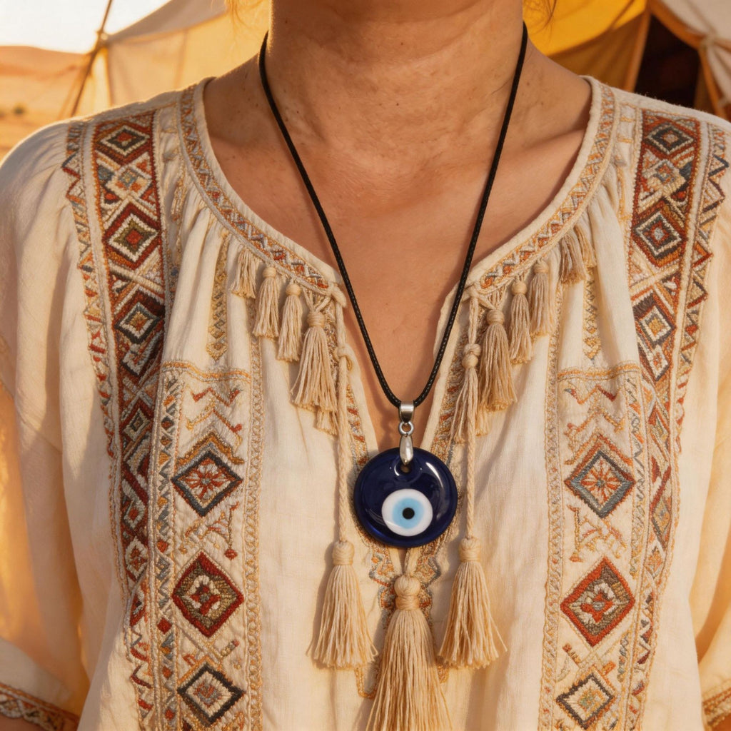 Blue Glass Evil Eye Necklace – Seventh product view of the glass eye pendant