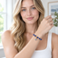 Blue Lapis Lazuli Evil Eye Charm Bracelet - model front