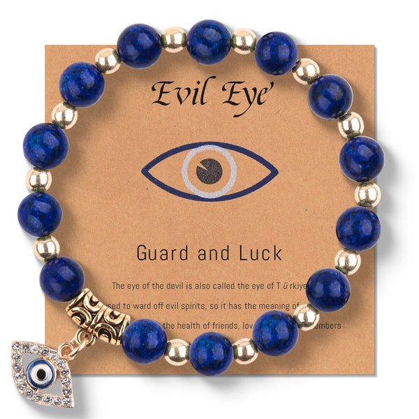 Blue Lapis Lazuli Evil Eye Charm Bracelet - product reference photo