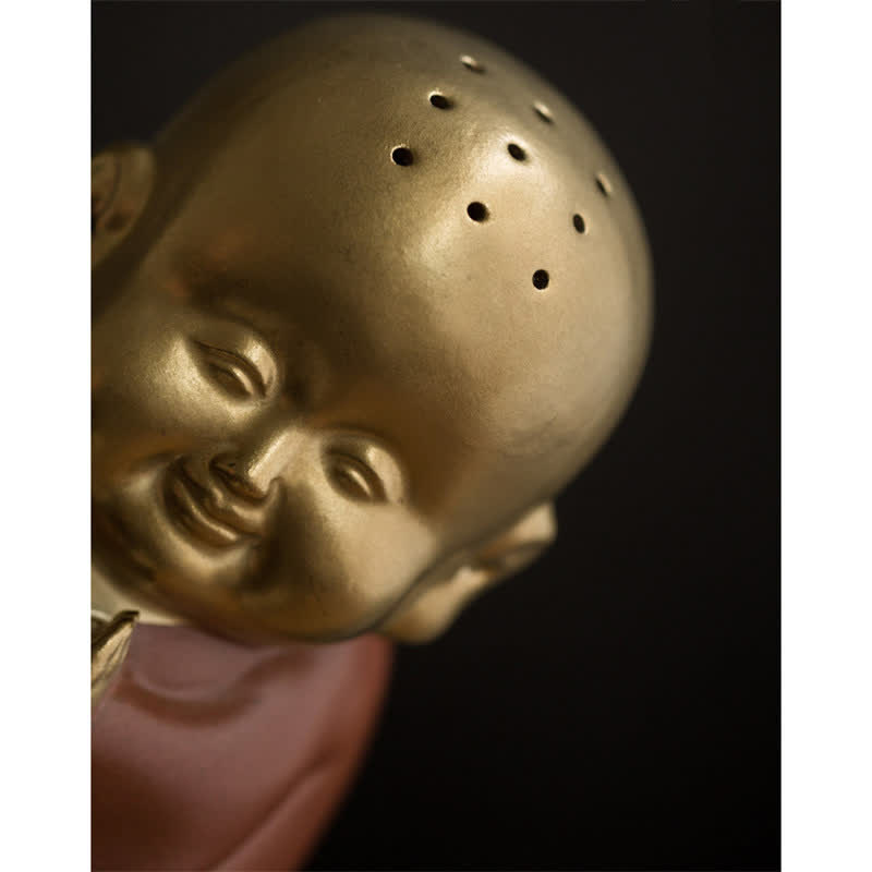 Buddha Incense Burner Decor – ceramic body smoke outlet design, peaceful home fragrance art
