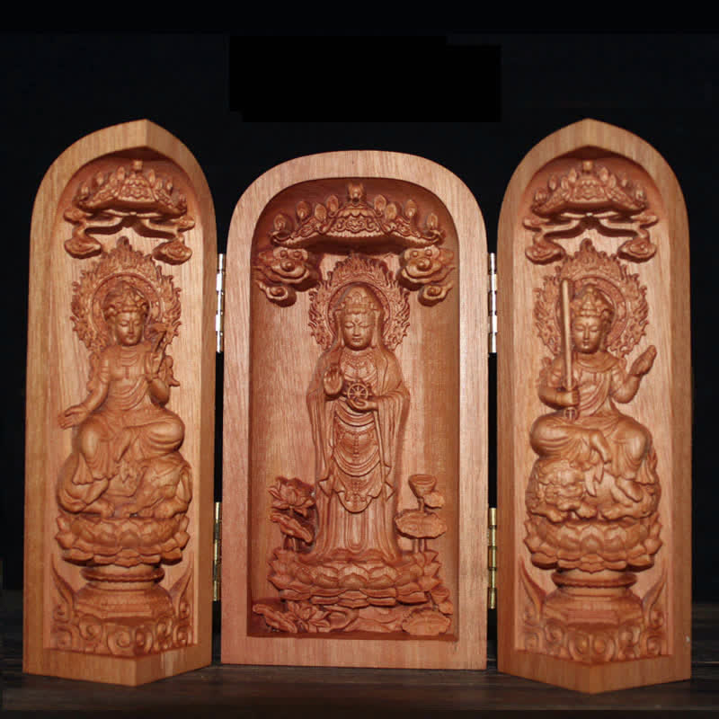Cherry Wood Kwan Yin – full height display, spiritual figure