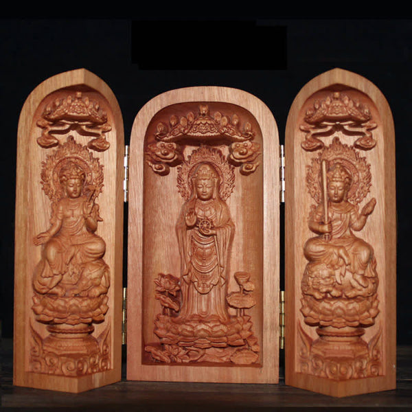 Cherry Wood Kwan Yin – full height display, spiritual figure