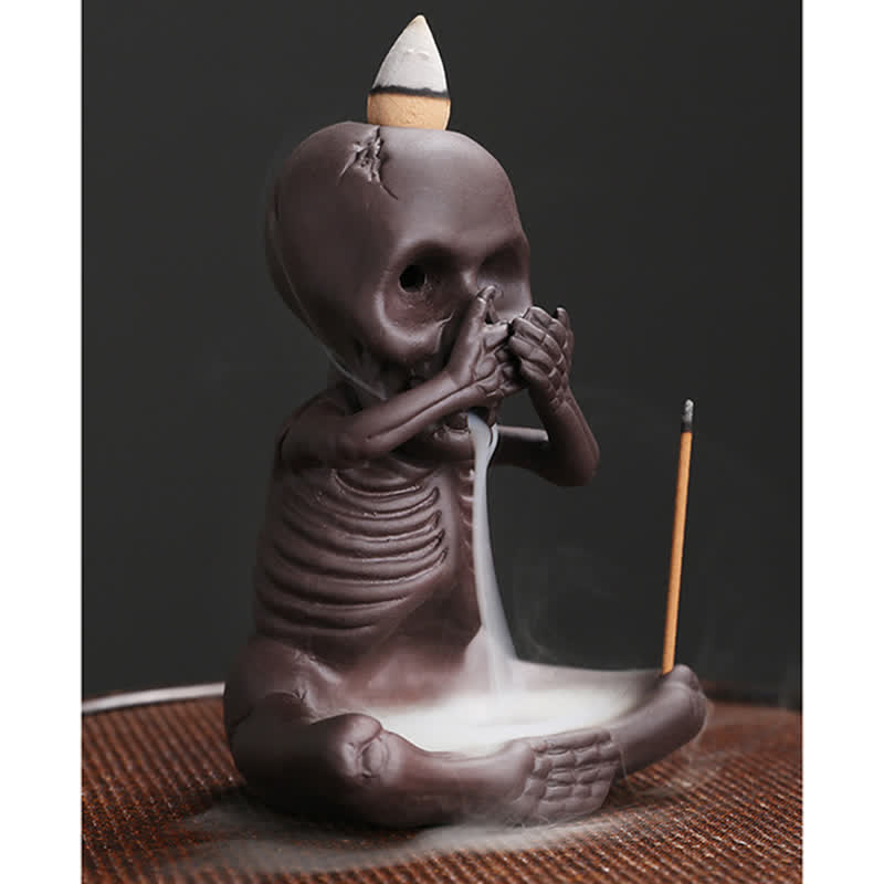 Skull Ghost Purple Clay Backflow Incense Burner