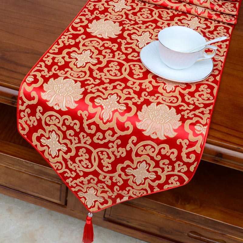Tibetan Dragon Vajra Jacquard Altar Table Runner | Luck