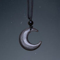 Silver Sheen Obsidian Yin Yang Pendant - Side view teal copper patina, balance jewelry