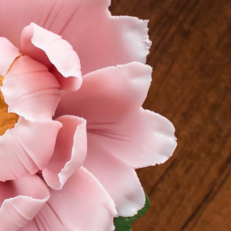 Ceramic Incense Burner – Pink peony petals on wood grain, Delicate