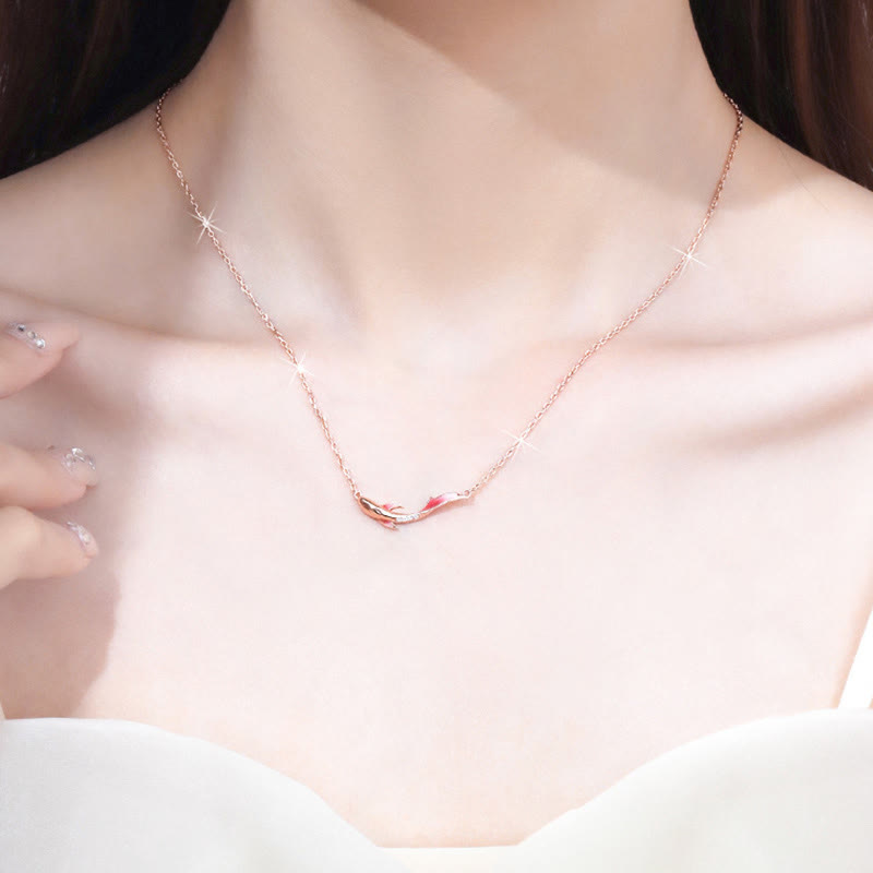 925 Sterling Silver Koi Fish Zircon Luck Prosperity Necklace – lobster clasp, secure fastening