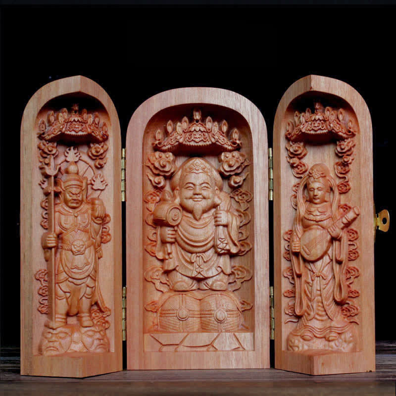 Cherry Wood Buddha Altar – with candles and incense, zen decor