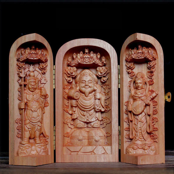 Cherry Wood Buddha Altar – with candles and incense, zen decor