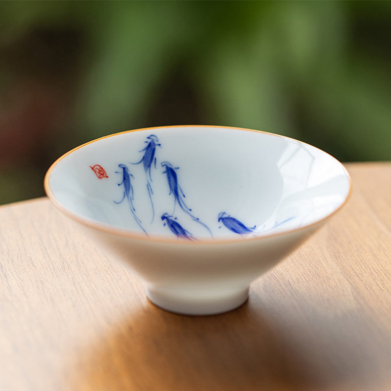 Mandala Koi Teacup – Interior view showing glazed bottom with lotus pattern, 50ml
