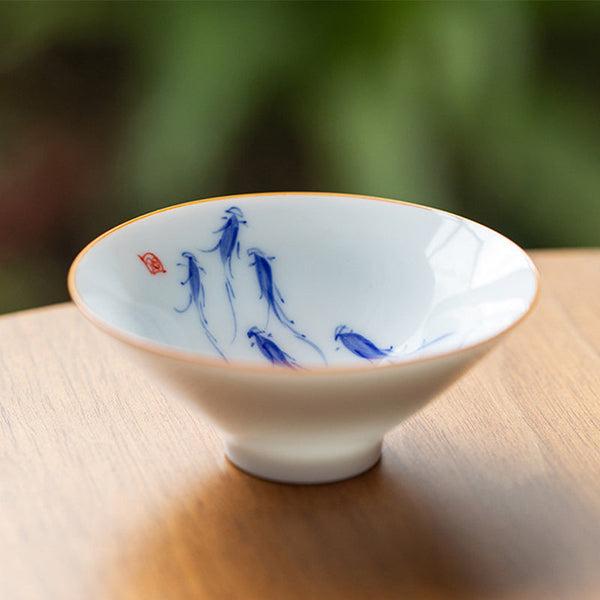 Mandala Koi Teacup – Interior view showing glazed bottom with lotus pattern, 50ml