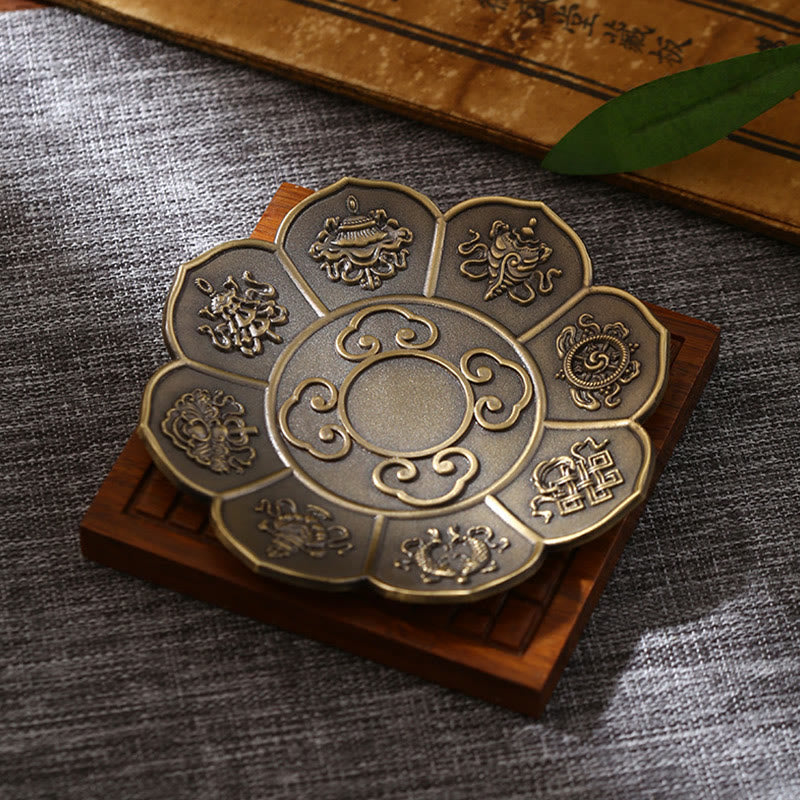 Lotus Eight Auspicious Symbols Burner – eight-petaled lotus with Buddhist symbols, sacred
