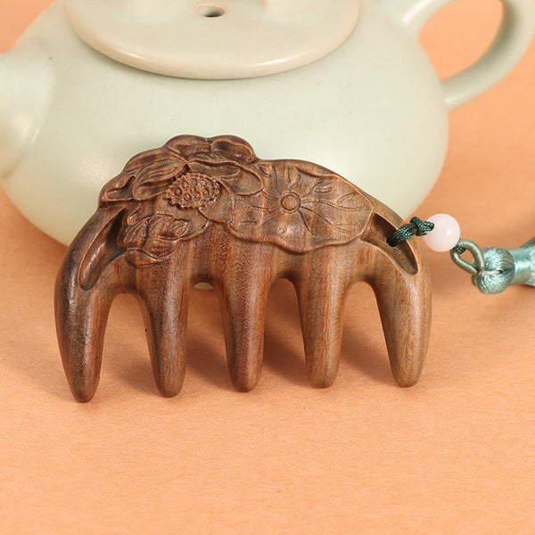Green Sandalwood Koi & Lotus Tassel Comb – Green Sandalwood Bamboo, image 10