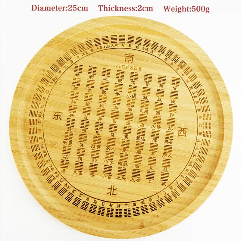 Feng Shui Bamboo Bagua Map – Circular 64 hexagram chart, bamboo divination tool, feng shui