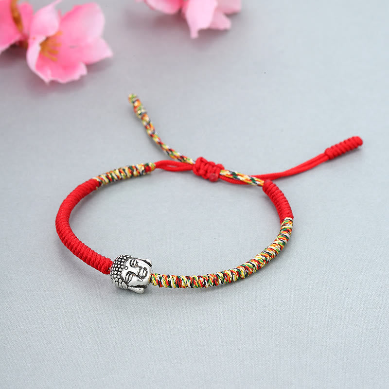 Handmade King Kong Knot Buddha Bracelet – Complex interwoven knots forming durable band with deity focal, spiritual fashion