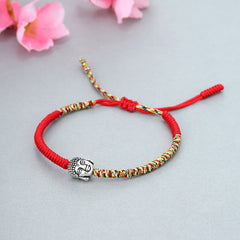 Handmade King Kong Knot Buddha Bracelet – Complex interwoven knots forming durable band with deity focal, spiritual fashion