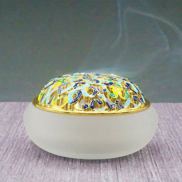 Quemador de Incienso de Cristal de Liuli con Forma de Flor de Loto