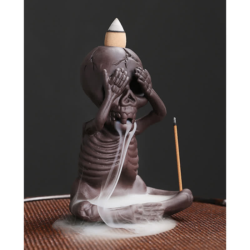 Skull Ghost Purple Clay Backflow Incense Burner