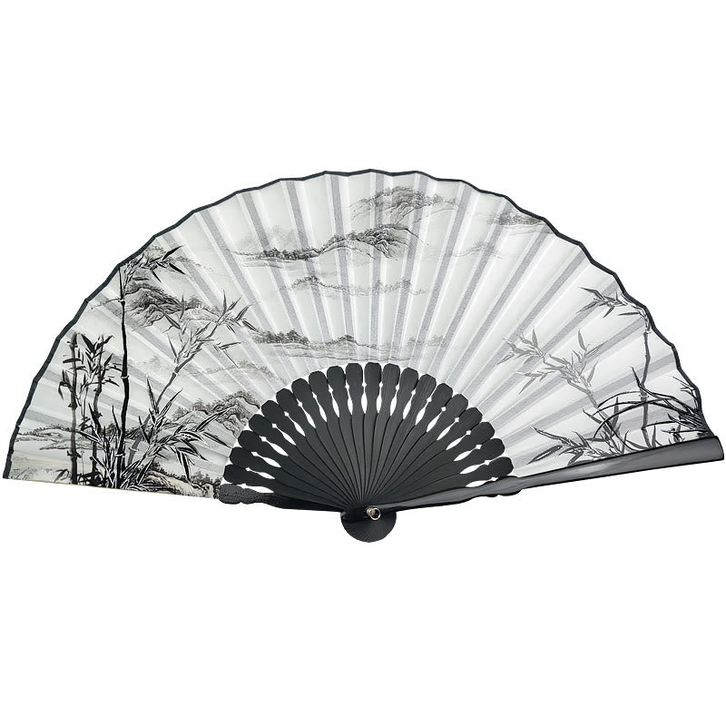Vintage Silk Folding Fan | Peony Butterfly Lotus Design