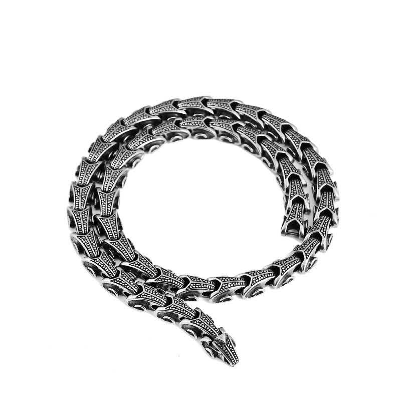 Dragon Necklace Bracelet Set - Coiled dragon scale bracelet on white, Success
