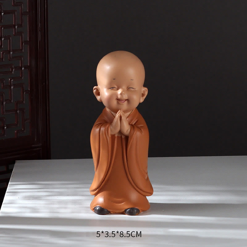 Mini Praying Monk Decor – monk in windowsill with morning light, peaceful home vignette scene