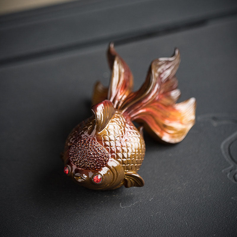 Koi Fish Resin Tea Pet – Glow effect in dim light, color changing resin art piece