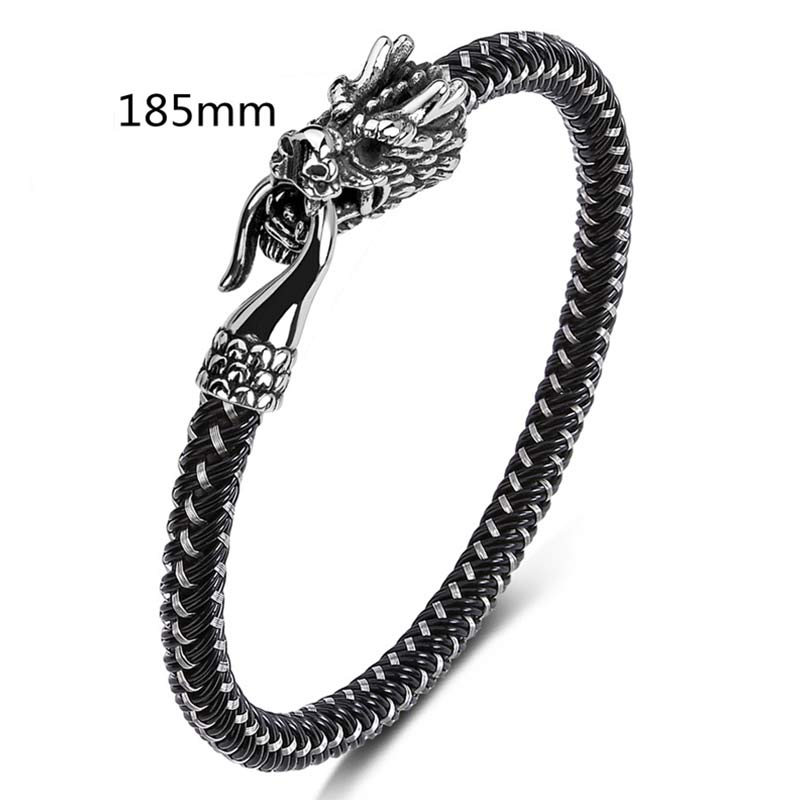 Dragon Protection Bracelet - Dragon head on woven metal band, 185mm, Confident