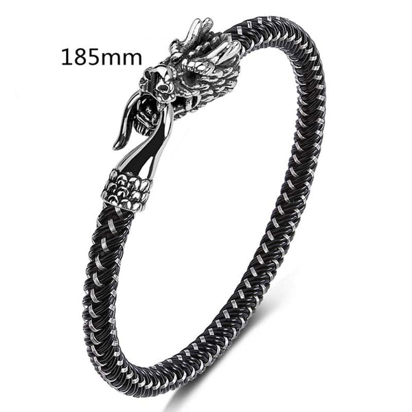 Dragon Protection Bracelet - Dragon head on woven metal band, 185mm, Confident