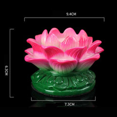 Lotus Candle Holder – Pink ombre lotus with green leaf base, 9.4cm ceramic tealight, zen peace