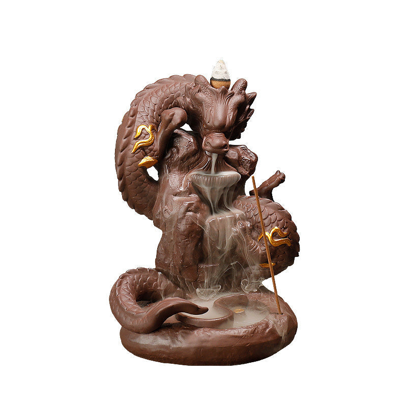 Dragon Incense Burner - Dark dragon with blue sphere dimension specs 19x20x10cm, Meditation