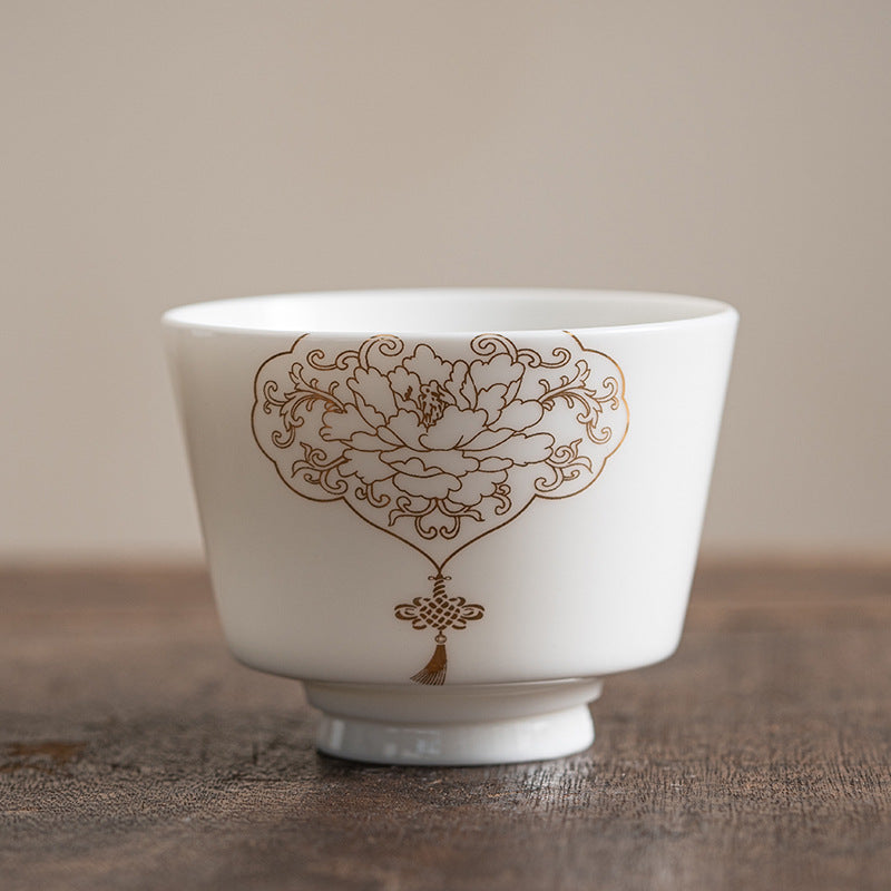 Ceramic Kung Fu Tea Cup – five-cup product grid, landscape, deer, lotus, peony and outline peony, collection overview