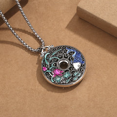 Koi Lotus Peace Buckle - side angle showing lotus relief and koi scale detail, luck amulet