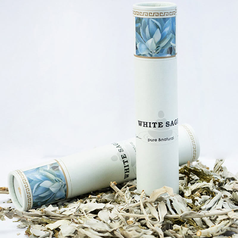 White Sage Incense Sticks - two pure natural tubes with silhouette, meditative