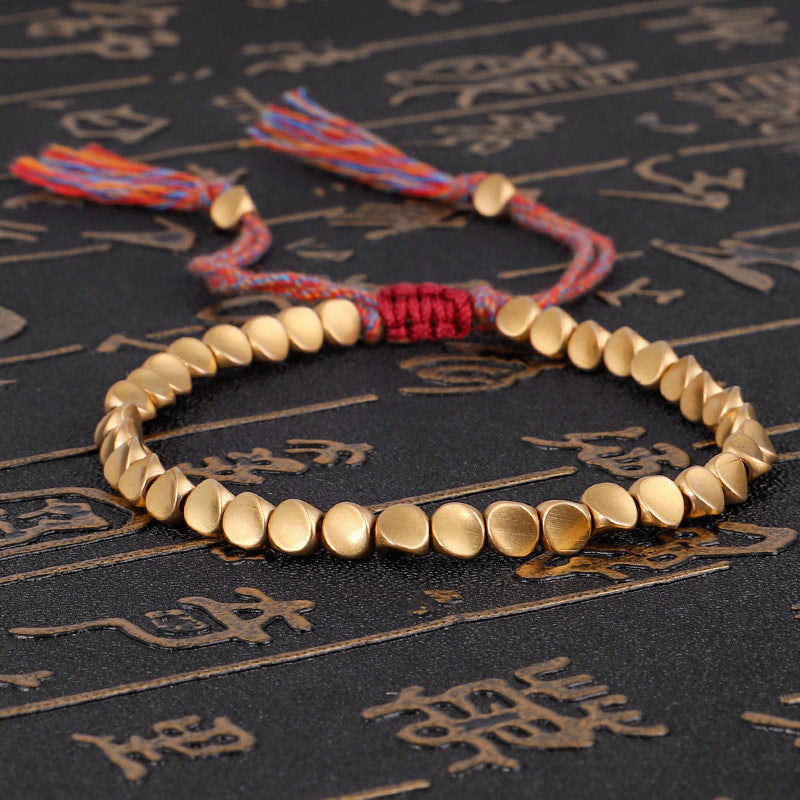 Tibetan Copper Beads Healing Rope Bracelet – Shiny, image 1, healing bracelet