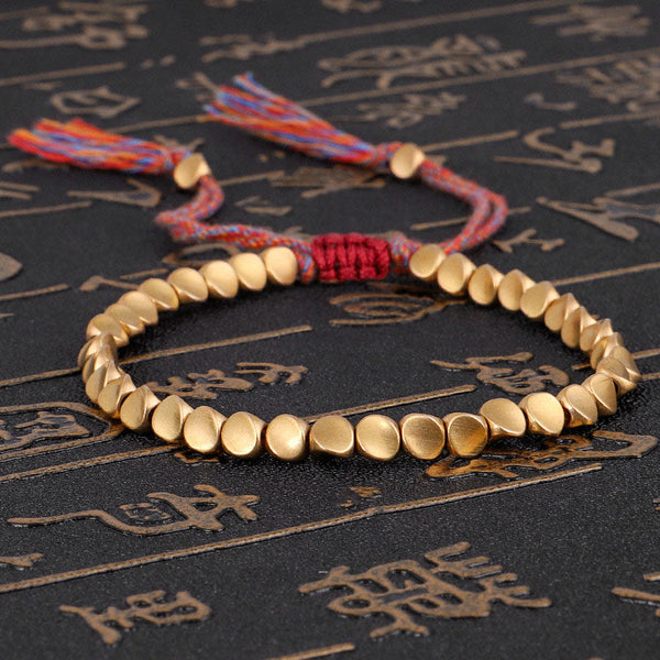 Tibetan Copper Beads Healing Rope Bracelet – Shiny, image 1, healing bracelet