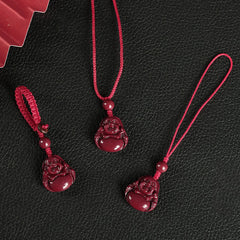 Laughing Buddha Cinnabar Necklace Key Chain Phone Hanging Decoration – rotund smiling phone dangle, mobile protection charm