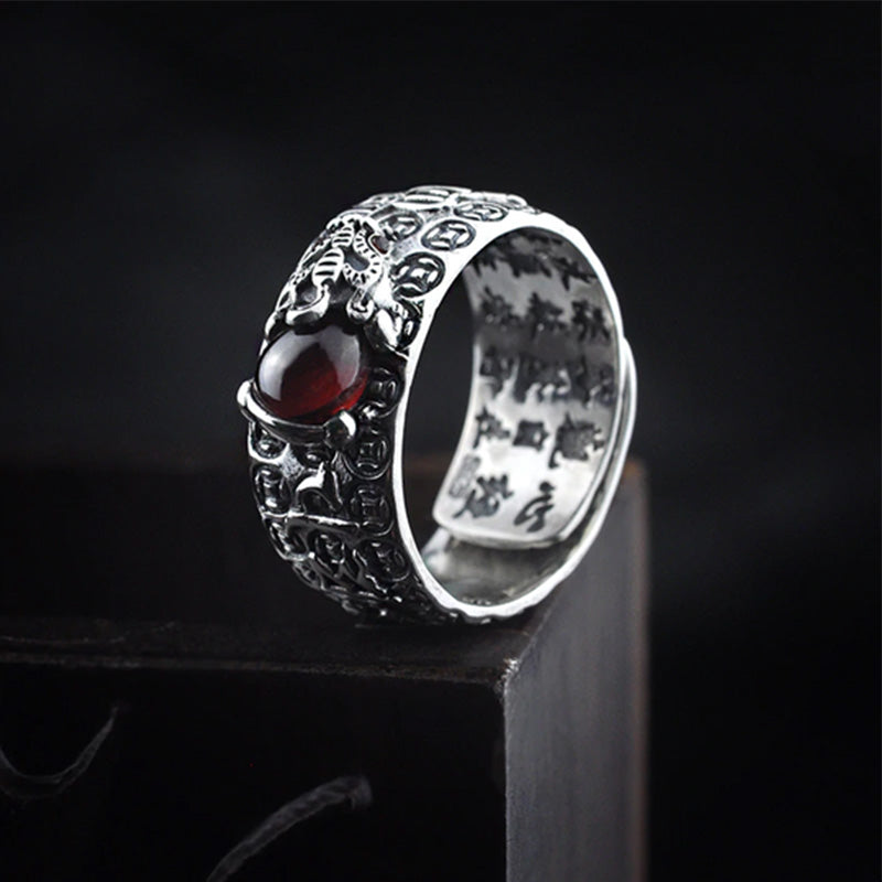 PiXiu Red Garnet Ring Secondary image