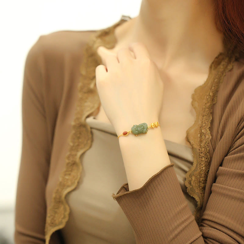 Cyan Jade Red Agate PiXiu Bracelet, image 6, healing bracelet