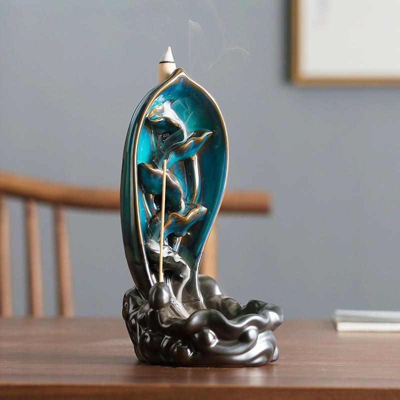 Brûle-encens cascade à refoulement en céramique Image principale du produit